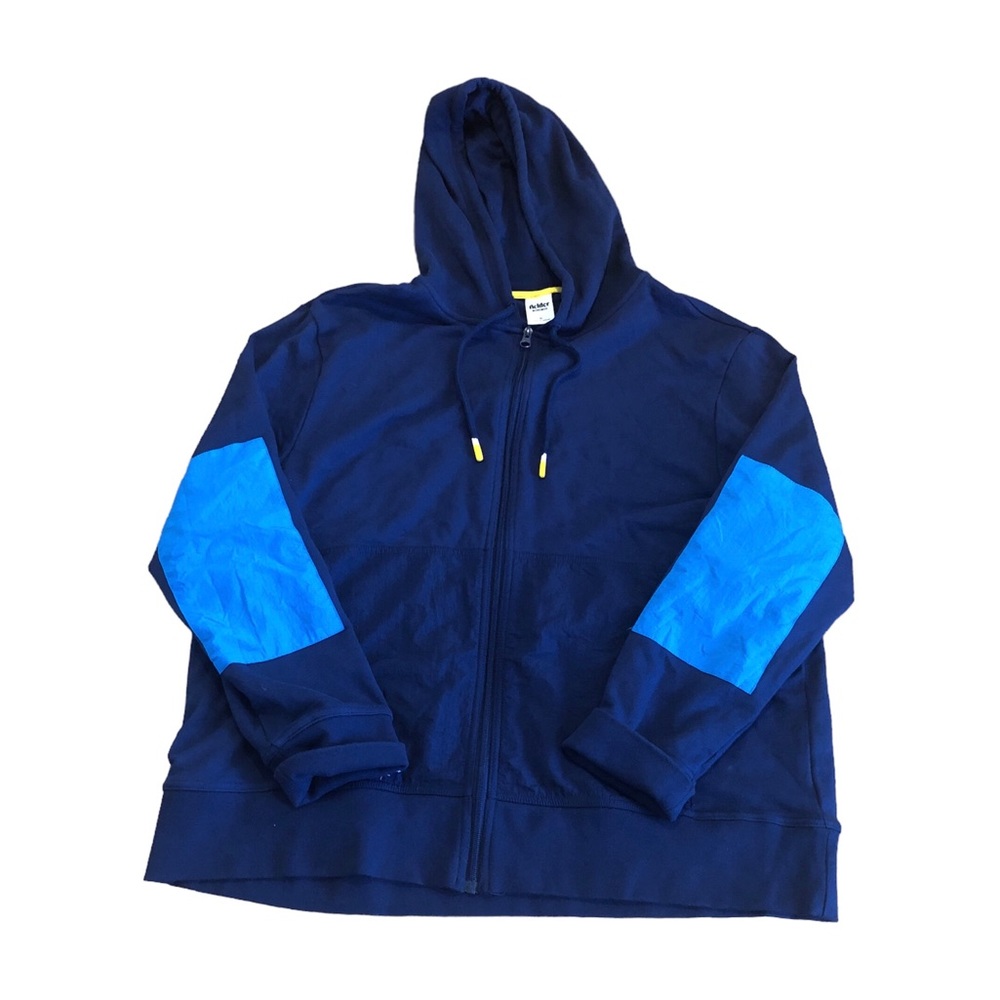 Bonobos Fielder Dark Blue Mixed Media Full Zip Hoodie Jacket Sweatshirt